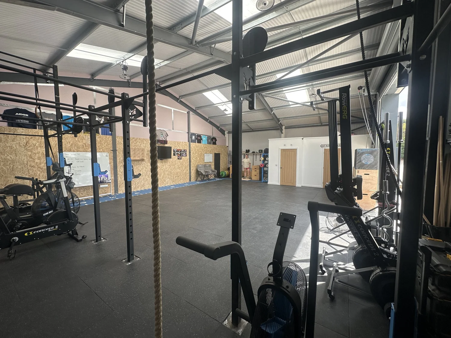 Inside Unity 4 Performance gym in Oswestry with bikes, rowers and a pull-up rig