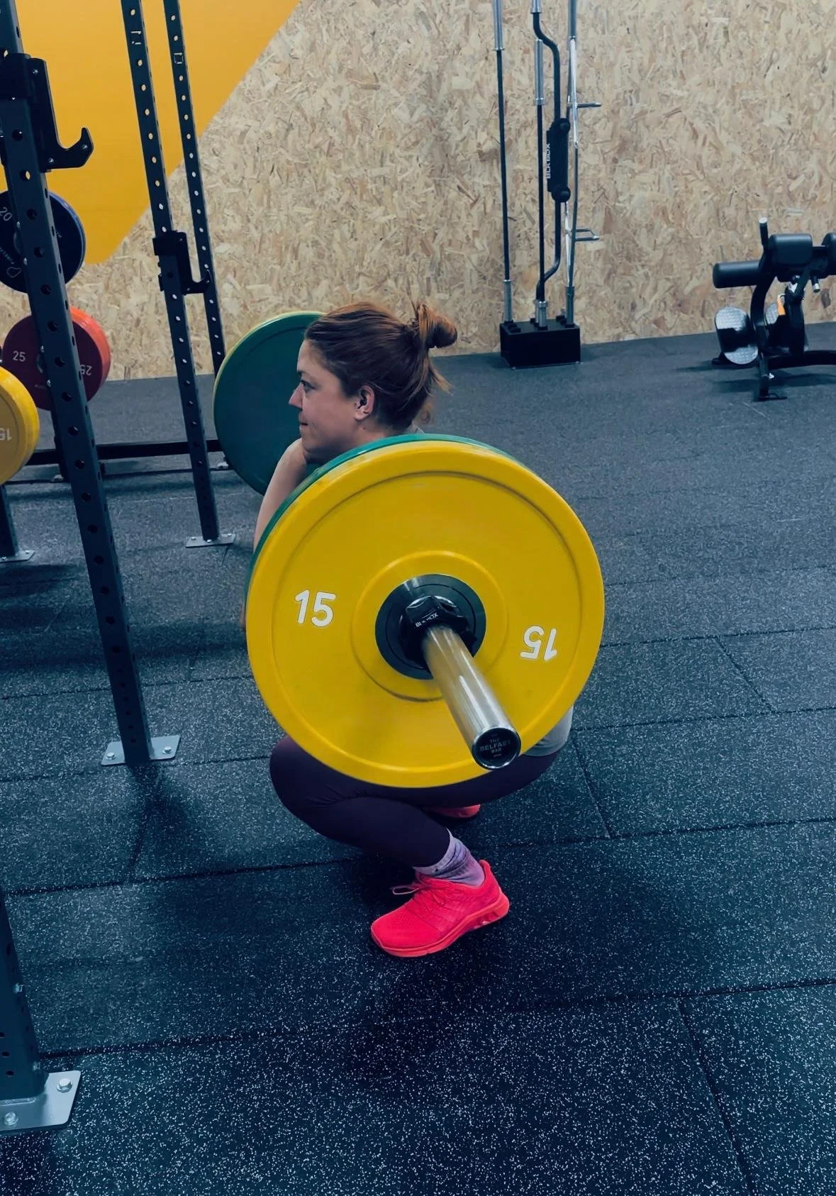 Founder Del performing a squat at Unity 4 Performance gym in Oswestry – functional fitness, strength training, and expert coaching in a supportive community